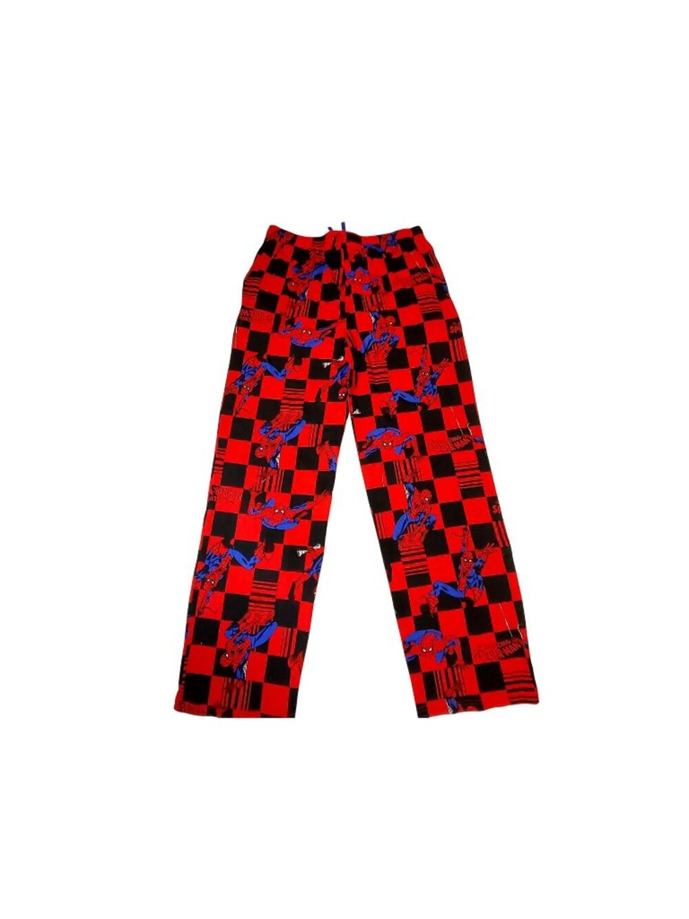 Marvel Spider-Man Red & Black Checkered Pajama Pants - Size Large - 100% Cotton
